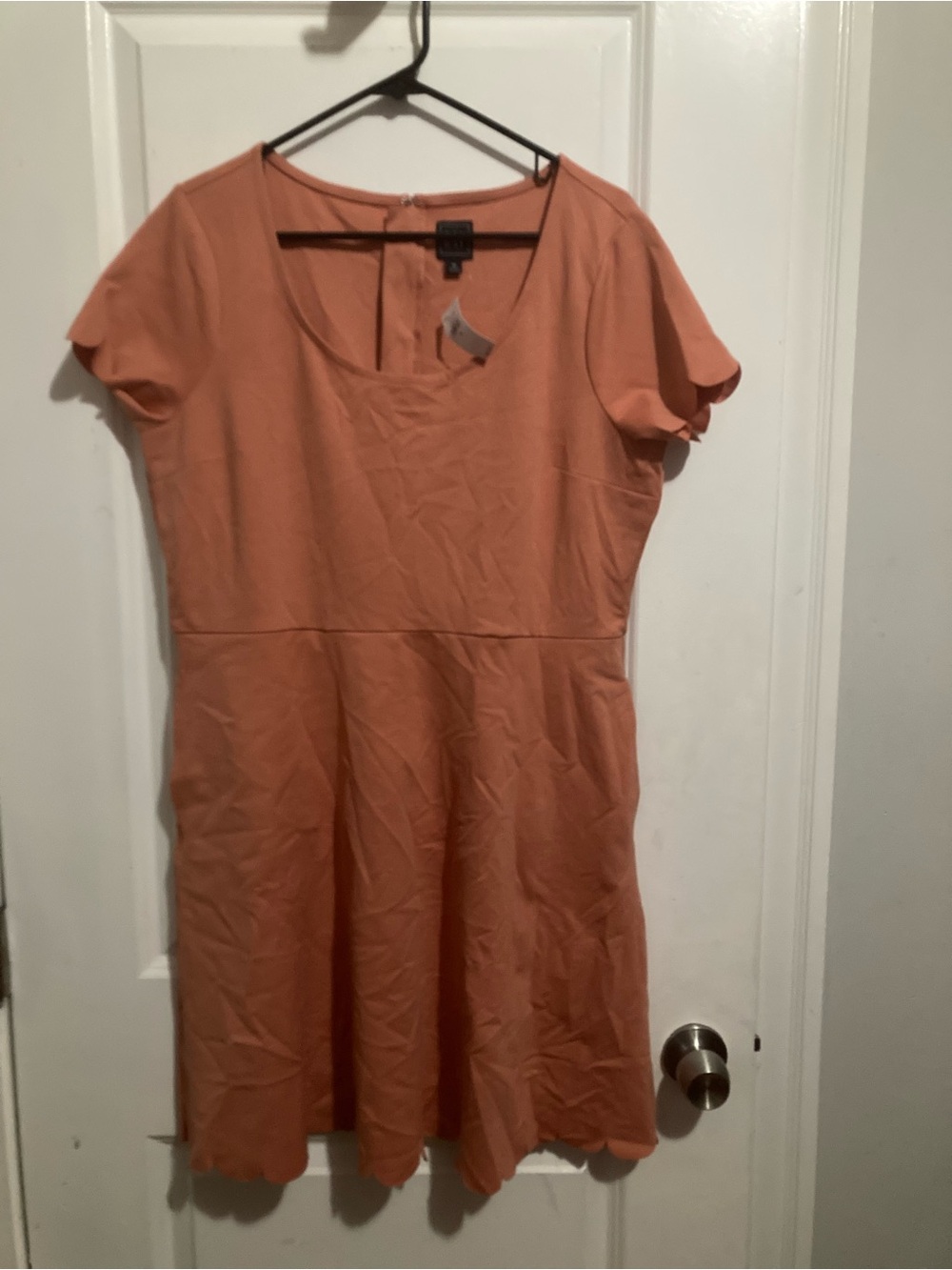 GAP Short-Sleeve Scoop Neck Mini Dress in Coral Peach